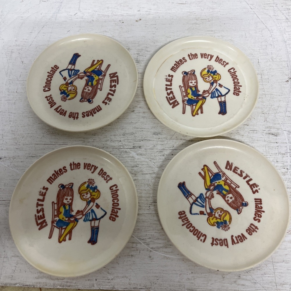 Nestle's Makes the Very Best Chocolate Doll 4 3/8" Plastic Plate Set, 4 Plates